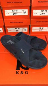 KG 04 Navy - Sandal Kulit Slide Pria Merk K&G Kulit Sintetis Premium Asli 100%