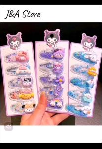 5 Pcs/Set Sanrio Cartoon Quicksand Hairpin Baby Children Cute BB Hair Clip可爱卡通儿童宝宝流沙bb发夹发饰