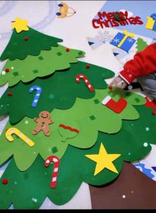 Christmas tree for kids DIY Christmas tree Decoration With LED light Felt Christmas Tree Set儿童DIY 手工不织布圣诞装饰