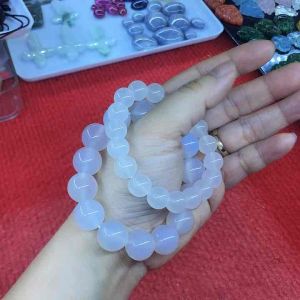 Vòng đeo tay Ngọc mã não trắng hạt 10li 14 li
