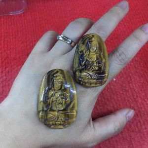 ( xả kho )Mặt dây chuyền đeo cổ Phật Bản Mệnh đá mắt hô vàng nâu