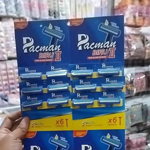 1Lembar / 24pcs Alat Cukur jenggot/kumis 2mata merek Pacman harga glosir untuk d jual lg