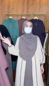 Halwa Cardigan Set Syari Pashmina Oval Abaya Wanita Bahan Crinkle Airflow