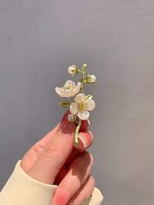 (Bebas beli 2 dapat bonus) B33 Bross hijab pin bunga Melati titanium wanita Korea