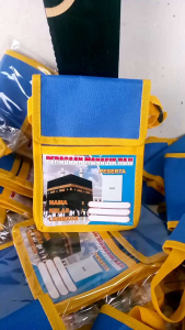 Tas Manasik Haji Buat Anak TK dan PAUD Warna Biru Bonus Gambar Kabah