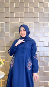 Gamis Toyobo Bordiran Komuter Gamis anak muda Bahan yang adem dan nyaman di pake gamis harian