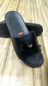 Sandal Kulit Armani Pria & Sandal Slop Cowok Berkualitas Tinggi