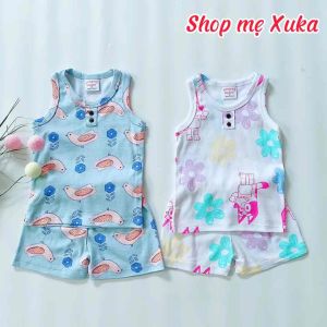 Bộ ba lỗ bé gái phối nút hoạ tiết xuất Nhật