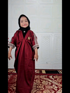 Baju Gamis Kaftan Anak Perempuan Dress Melia Kids List Renda 2 - 12 tahun Model Terbaru