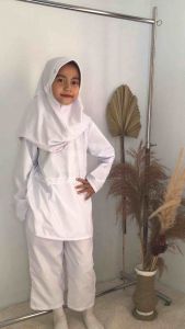 Setelan celana manasik haji anak plus kerudung