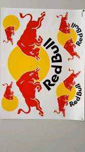 สติ๊กเกอร์หมวกกันน็อค สติ๊กเกอร์รถซิ่ง สติ๊กเกอร์รถมอเตอร์ไซค์ สติ๊กเกอร์แต่งรถ ร้านบ้าน 26.5 x 35 cm. - Red Bull