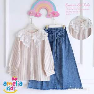 [[ New Arrival ]] Setelan Kemeja dan Rok Jeans Anak Lucinta Set Kids By Amelia Setrok Anak Lucu Usia 7-13 Tahun Setelan Baju Muslim Anak Perempuan Model Terbaru Outfit Baju Anak Lucu Gemes Setelan Anak Lengan Panjang