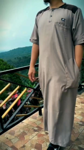 Jubah Oblong JUMBO Gamis Pria Lengan Pendek Kombinasi Dewasa Big Size Melleonlain