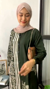 (M L XL XXL) Terbaru 2024 Gamis rayon Twill pelangi super abstrak Home Dress Homey ijo telpong