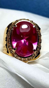 CINCIN BATU PERMATA MERAH DELIMA SIAM ROSE KRISTAL