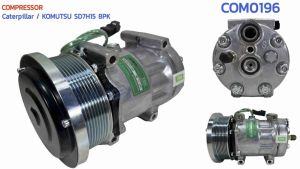 คอมแอร์ Caterpillar SD7H15 หูร้อย แปะตูด 8PK 24v. com0196 คอมเพรสเซอร์ แอร์ แคท ซันเด้น สายพาน8ร่อง 24 โวลท์ Cat Sanden คอม แอร์ แคตเตอร์ฟิล่า โคมัตซึ KOMATSU