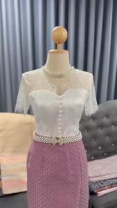 เสื้อลูกไม้ เสื้อไว้ใส่ทำบุญ ชุดไทยใส่ทำบุญ ชุดใส่งานบวช เสื้อทำบุญ