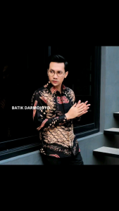 Baju Batik Pria Lengan Panjang Slimfit Full Furing Motif Cunda Hitam