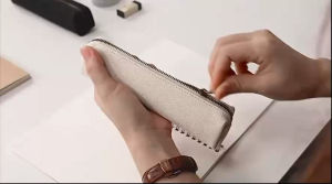 Canvas pencil case student large capacity makeup brush bag ins Japanese pencil case 01