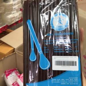 หลอดตรงปลายช้อนขนาด 8 มิล 100 เส้นต่อห่อสีน้ำตาล