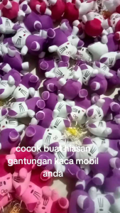Boneka hello Kity Ungu Isi 12 Biji Boneka gantungan kaca mobil