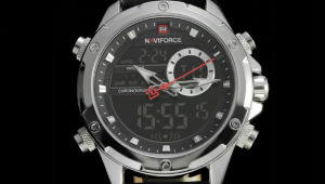 Jam tangan pria naviforce original strap kulit duel time jam tangan pria sporty