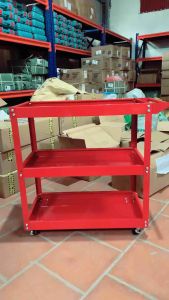 Xe đẩy dụng cụ đồ nghề 3 tầng có tay cầm và bánh xe xoay 360 độ dễ dàng di chuyển