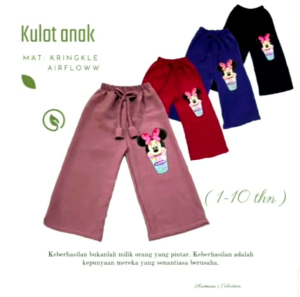 ALMIRA Kulot Anak Crinkle (2-12 Tahun) | Celana Kulot Anak Perempuan Micky Mouse