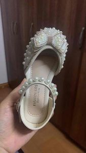 L102-Giày Búp Bê Công Chúa Hàng Quảng Châu Cao Cấp với Chất liệu da Đính Nơ Ngọc Trai Lấp Lánh Cho Bé 3-12 tuổi Jean