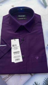 (8N2018) Áo sơ mi Việt Tiến tay ngắn vạt ngang form regular fit hơi ôm vải TRE