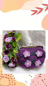 Loly Purple Dompet koin Rajut I dompet rajut