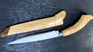 JAGAD SJP PISAU DAPUR SIKOPI Baja Asli Kayu Kopi Ukir Asli Kitchenware Unik Menarik