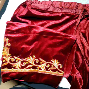celana bludru bordir ( bahan melar)