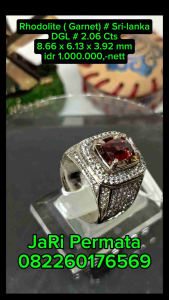 Rhodolite (garnet) Certificate DGL Dengan ukuran jari 8.0/18.0  Harga Rp. 1.000.000