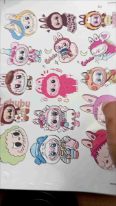 Sticker Dinding LABUBU Size 6 cm Vinyl Graftac Putih Tahan Air