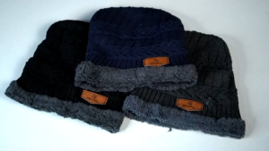 Rhodey Topi Kupluk Rajut Pria Wanita Poliester Winter Beanie Hat - Black