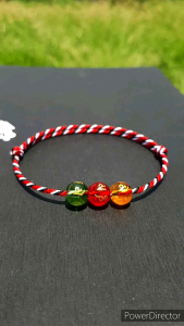 Gelang Tridatu Dominan Merah 3 Batu Mahalini Original Premium