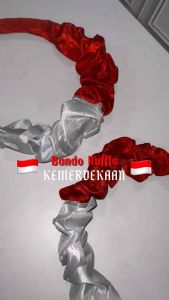 Bando Ruffle Kemerdekaan Merah Putih & Headband Scrunchie Satin: Aksesori Wajah untuk Acara 17 Agustus