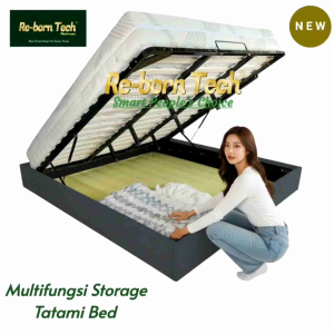Re-born Tech Divan Dipan Minimalis 200x200 Tanpa Sandaran Knockdown Storage Tatami Bed