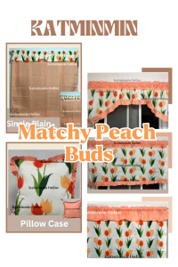 2 MATCHY CURTAIN PEACH BUDS (MSP SINGLE PRINTED/PLAIN DOOR DOUBLE REF COVER)