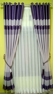 Gorden Jendela Pintu Blackout Motif Ungu & Gorden Ruang Tamu Minimalis Elegan