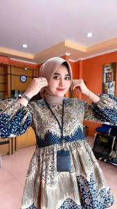 Baju Batik Free Jilbab Batik Sonna - Jumbo Batik Resleting Depan Busui Friendly Lengan Panjang