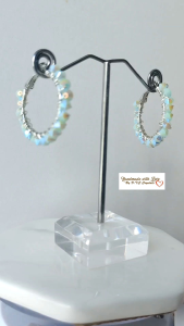 [D.T.C Crystals] 25mm Mint Hoop Earrings Wire-wrapped with Swarovski Element Crystals