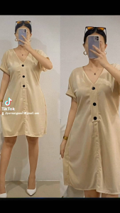 V-NECK PLUS SIZE DRESS SOFT CREPE FABRIC LARGE UPTO XL SIZE (ONESIZE) TAAS NG MODEL 54 ACTUAL PHOTOS POSTED
