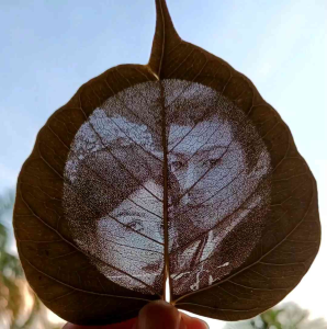 custom Bodhi leaf photo engraving 菩提树叶照片雕刻