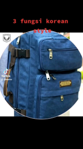Bourzu ransel laptop tas selempang hand carry canvas genuine leather  3 fungsi