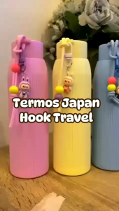 COD Tumbrer Jepang/Botol Minum 500mL Bonus Gantungan Boneka Labubu Botol Minum Cantik Viral Terlaris