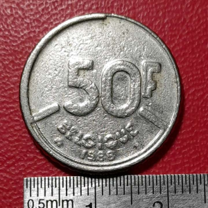 Koin Belgia Koleksi kuno Jadul 50 Francs Tahun 1988 BEKAS