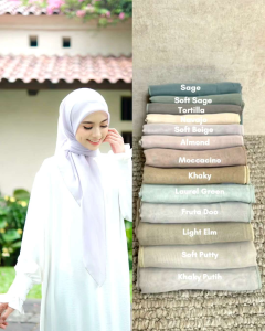 hijab segiempat premium polos jahitan stik kecil