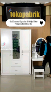 Paket Lemari 3 pintu Murah Set Lemari 3 pintu dan Meja Rias Kaca sliding - Paket murah 2 barang Lemari Pakaian + Meja Rias harga termurah Bandung Sumedang Garut Tasikmalaya